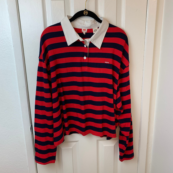 Nwt Levis Red Blue Stripe Long Sleeve 